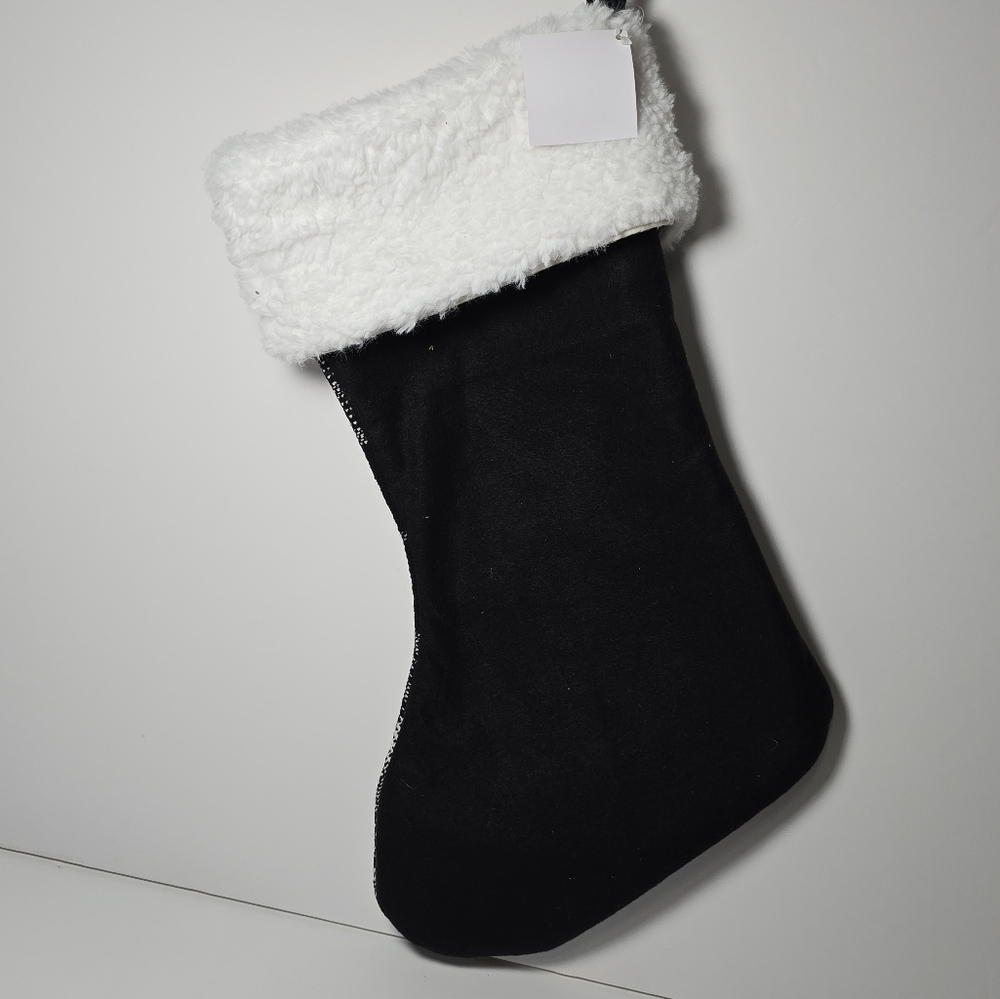 Black & white plaid Christmas stocking 17.5 in nwt - Picture 2 of 2